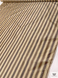 Striped Yarn-Dyed Silk Taffeta - Brown / Beige / Pistachio Green