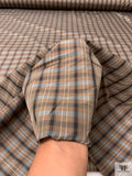 Italian Iridescent Plaid Fine Polyester Taffeta - Brown / Black / Grey