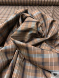 Italian Iridescent Plaid Fine Polyester Taffeta - Brown / Black / Grey