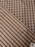 Italian Iridescent Plaid Fine Polyester Taffeta - Brown / Black / Grey