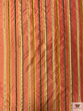 Satin Striped Yarn-Dyed Silk Taffeta - Orange-Coral / Golds / Army Green