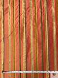 Satin Striped Yarn-Dyed Silk Taffeta - Orange-Coral / Golds / Army Green