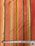 Satin Striped Yarn-Dyed Silk Taffeta - Orange-Coral / Golds / Army Green