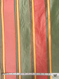 Satin Striped Yarn-Dyed Silk Taffeta - Red / Sage Green / Golden Butter