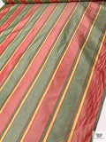 Satin Striped Yarn-Dyed Silk Taffeta - Red / Sage Green / Golden Butter