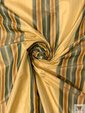 Striped Yarn-Dyed Silk Taffeta - Golden Yellow / Greens / Brown