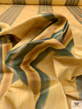 Striped Yarn-Dyed Silk Taffeta - Golden Yellow / Greens / Brown