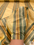 Striped Yarn-Dyed Silk Taffeta - Golden Yellow / Greens / Brown