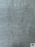 Horizontal Pinstripe Yarn-Dyed Silk Shantung - Blues / Grey