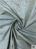 Horizontal Pinstripe Yarn-Dyed Silk Shantung - Blues / Grey