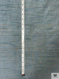 Horizontal Pinstripe Yarn-Dyed Silk Shantung - Blues / Grey