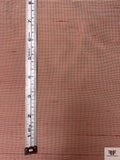 Horizontal Pinstripe Yarn-Dyed Silk Shantung - Red / Off-White