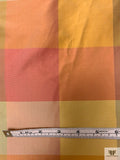 Gingham Plaid Yarn-Dyed Silk Taffeta - Corals / Greens / Yellows