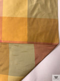Gingham Plaid Yarn-Dyed Silk Taffeta - Corals / Greens / Yellows