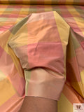 Gingham Plaid Yarn-Dyed Silk Taffeta - Corals / Greens / Yellows