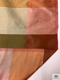 Gingham Plaid Yarn-Dyed Silk Shantung - Tans / Olive Greens / Red