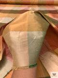Gingham Plaid Yarn-Dyed Silk Shantung - Tans / Olive Greens / Red