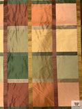 Yarn-Dyed Silk Taffeta with Satin-Faille Windowpane Pattern - Greens / Dusty Corals / Khaki