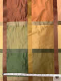 Yarn-Dyed Silk Taffeta with Satin-Faille Windowpane Pattern - Greens / Dusty Corals / Khaki