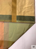 Yarn-Dyed Silk Taffeta with Satin-Faille Windowpane Pattern - Greens / Dusty Corals / Khaki