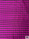 Plaid Yarn-Dyed Silk Dupioni - Magenta / Black
