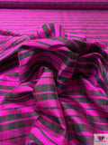 Plaid Yarn-Dyed Silk Dupioni - Magenta / Black