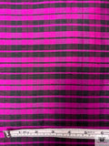 Plaid Yarn-Dyed Silk Dupioni - Magenta / Black