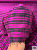 Plaid Yarn-Dyed Silk Dupioni - Magenta / Black
