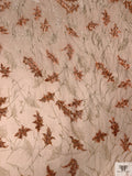 French Leaf Branch Burnout Panné Velvet with Lurex - Chamoisee / Sandstone Orange