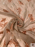 French Leaf Branch Burnout Panné Velvet with Lurex - Chamoisee / Sandstone Orange