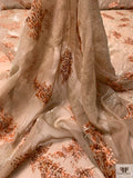 French Leaf Branch Burnout Panné Velvet with Lurex - Chamoisee / Sandstone Orange
