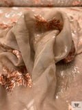 French Leaf Branch Burnout Panné Velvet with Lurex - Chamoisee / Sandstone Orange
