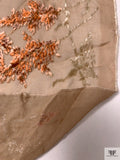 French Leaf Branch Burnout Panné Velvet with Lurex - Chamoisee / Sandstone Orange