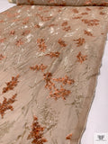 French Leaf Branch Burnout Panné Velvet with Lurex - Chamoisee / Sandstone Orange
