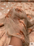 French Leaf Branch Burnout Panné Velvet with Lurex - Chamoisee / Sandstone Orange