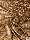 Floral Burnout Velvet on Metallic Chiffon - Warm Antique Gold