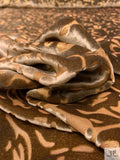 Floral Burnout Velvet on Metallic Chiffon - Warm Antique Gold
