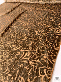 Floral Burnout Velvet on Metallic Chiffon - Warm Antique Gold