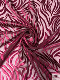 Zebra Burnout Panné Velvet - Cranberry Ruby