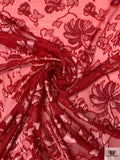 Floral Burnout Panné Velvet with Lurex - Red / White