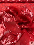 Floral Burnout Panné Velvet with Lurex - Red / White