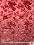 Floral Burnout Panné Velvet with Lurex - Red / White