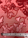 Floral Burnout Panné Velvet with Lurex - Red / White