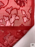 Floral Burnout Panné Velvet with Lurex - Red / White