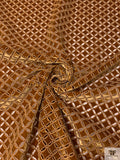 Circle Lattice Eyelet Embroidered Velvet - Terracotta Brown
