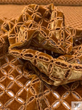 Circle Lattice Eyelet Embroidered Velvet - Terracotta Brown