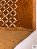 Circle Lattice Eyelet Embroidered Velvet - Terracotta Brown