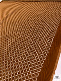 Circle Lattice Eyelet Embroidered Velvet - Terracotta Brown
