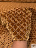Circle Lattice Eyelet Embroidered Velvet - Terracotta Brown