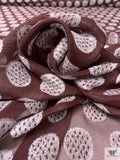 French Oval Design Burnout Velvet with Lurex - Cocoa Bean / Lustrous White